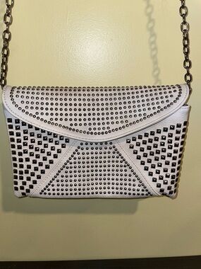 MMS Aryanna Gun Metal Studded Bone Crossbody or Clutch